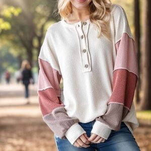 New Heimish Urban Ribbed Colorblock Top